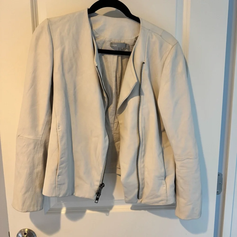 Vince Cross Front Leather Jacket in Greystone | M - Picture 5 of 8